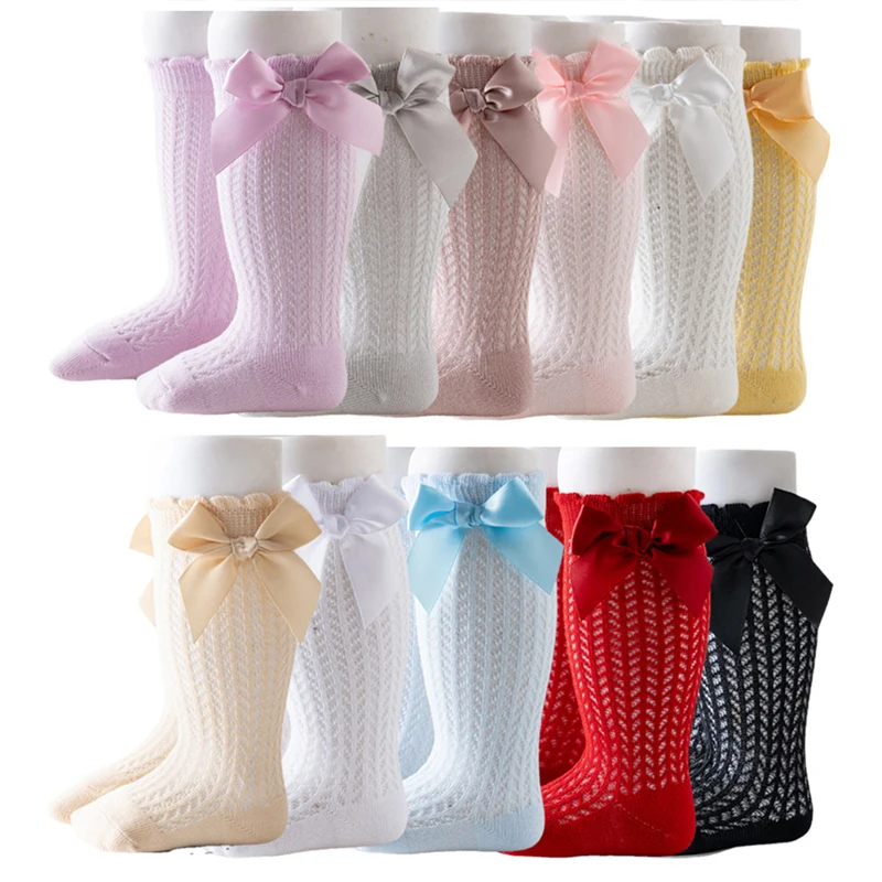Calcetines de algodón para bebé con lazo princesa – Hasta la rodilla - imagen 5