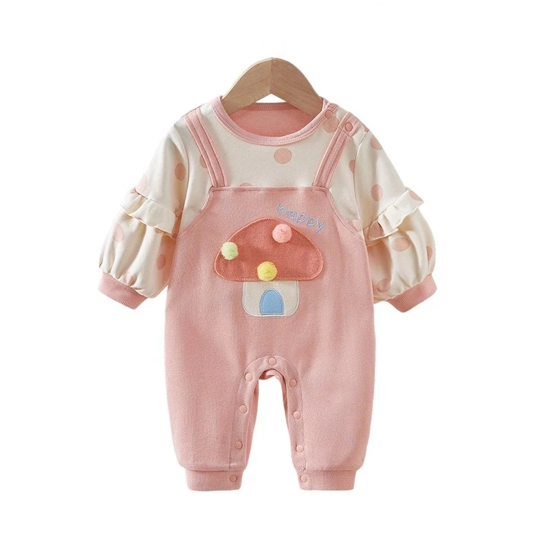 Mono de dos piezas seta puños volantes para niña