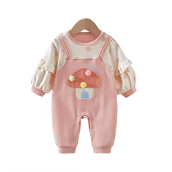 Mono de dos piezas seta puños volantes para niña