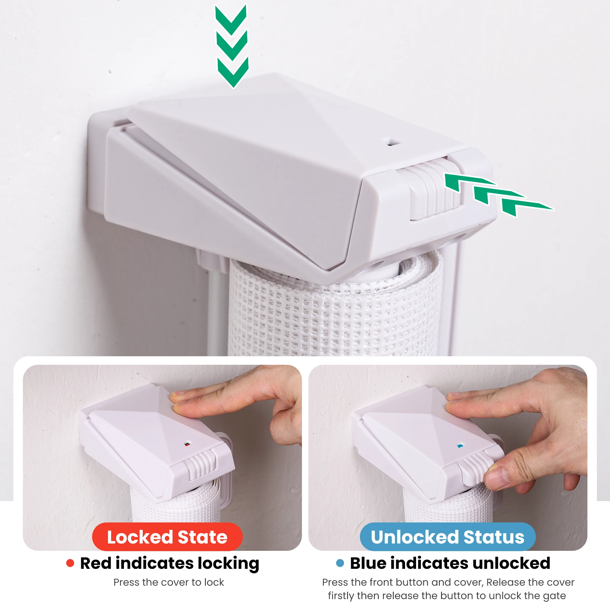 PANGDUBE Puerta de seguridad retráctil sin perforar para bebés - imagen 2