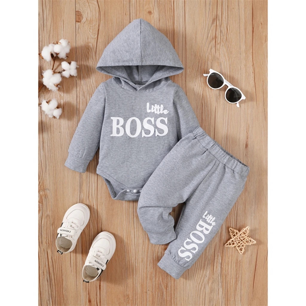 Conjunto deportivo de pelele y pantalón para bebé – Manga larga con capucha - imagen 4