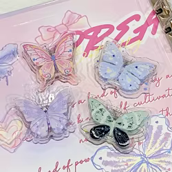 Clips mariposa acrílicos transparentes para carpetas escolares