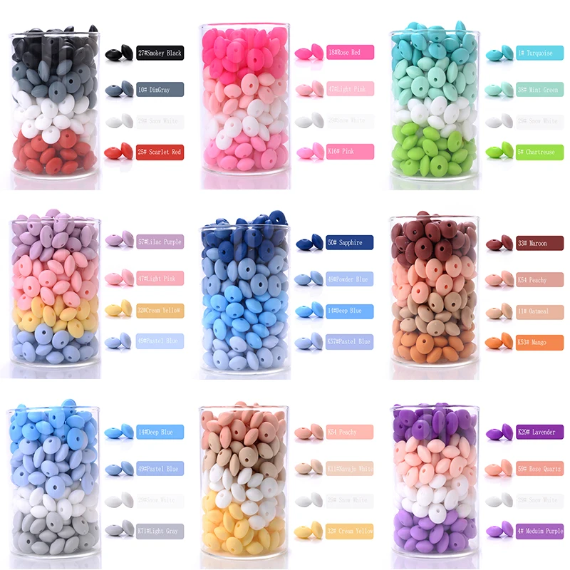 Cuentas de silicona y lentejas en tonos pastel