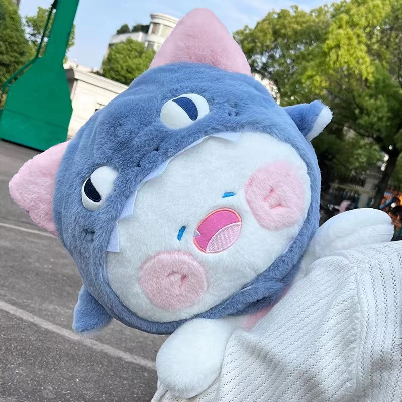 Peluche de gato tiburón suave con gorro extraíble para decorar - imagen 4