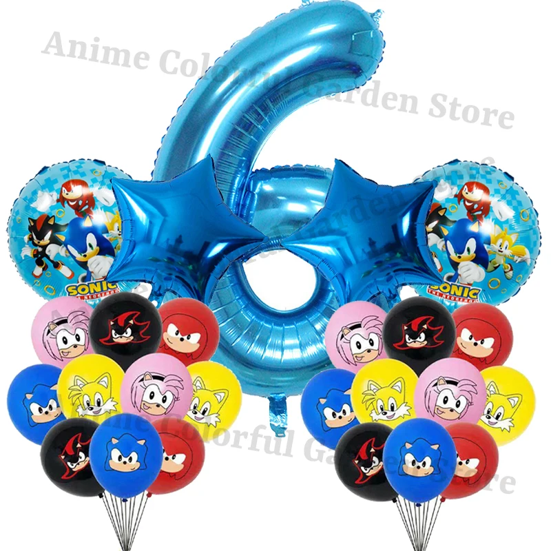 Globos Sonic con números para cumpleaños infantil de niños y niñas - imagen 3