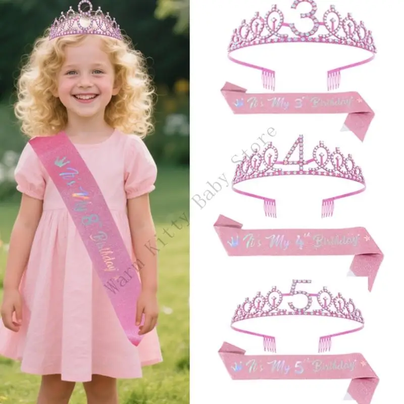 Tiara de princesa con corona de pedrería para fiesta infantil - imagen 4
