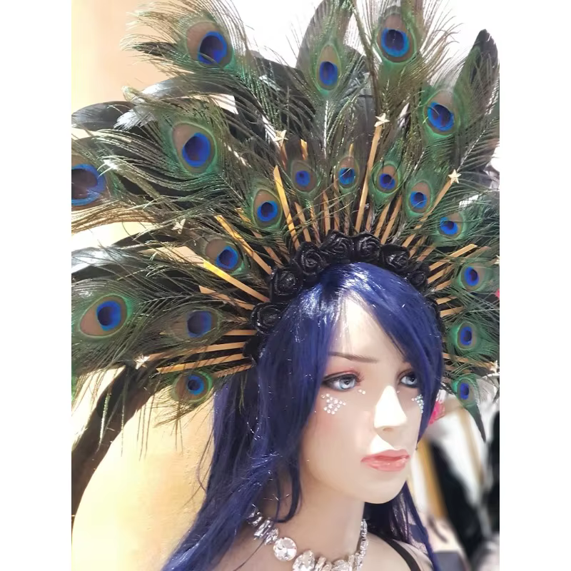 Diadema años 20 con plumas de pavo real para disfraz infantil - imagen 5