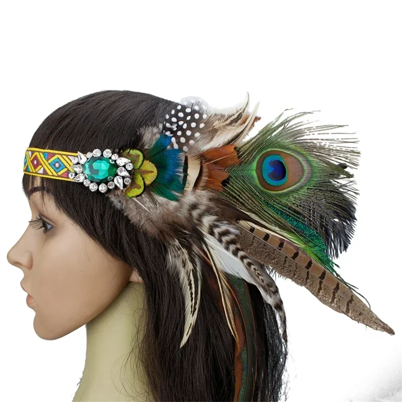 Diadema con plumas de pavo real para boda, fiesta y carnaval - imagen 5