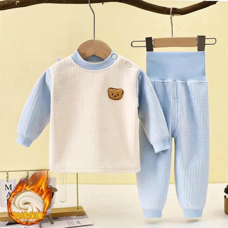 Pijama acolchado cálido para bebé con dibujos y cintura alta - imagen 4