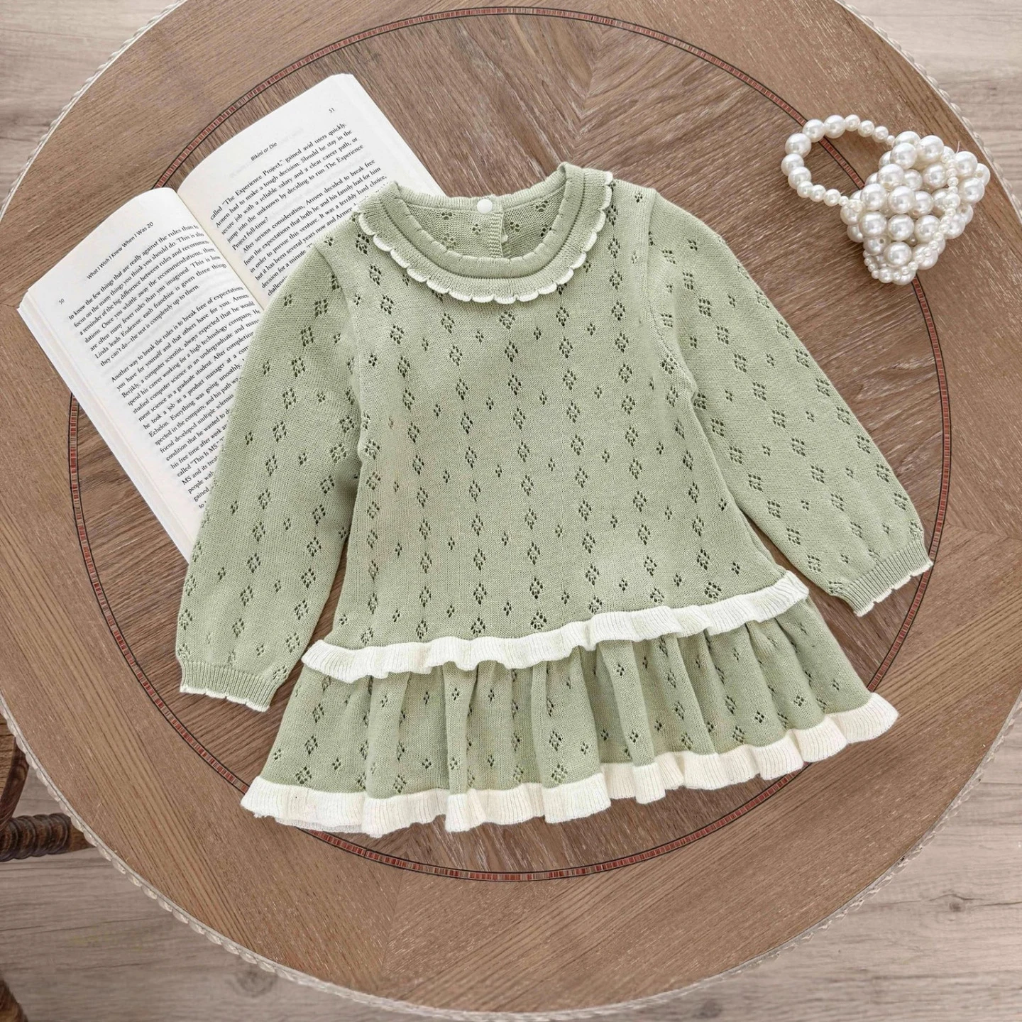 Vestido de verano para niñas en punto con volantes y calado - imagen 5