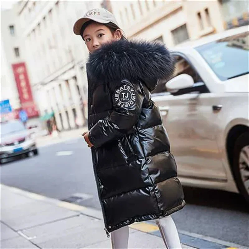 Parka infantil de invierno para niños y niñas con capucha y cuello de piel - imagen 3