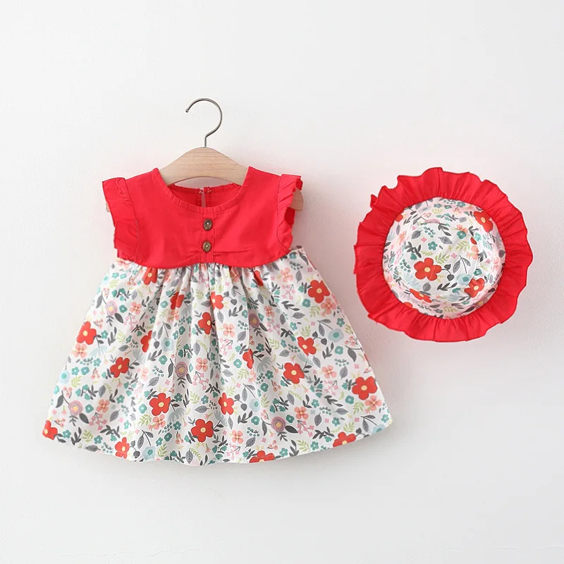 Vestido de verano de princesa sin mangas con flores y sombrero - imagen 3