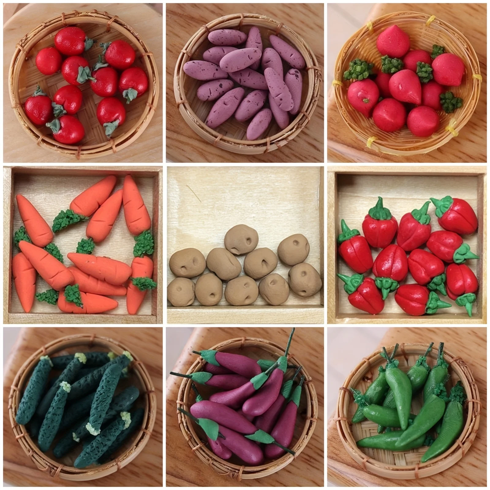Juego de alimentos en miniatura para muñecas