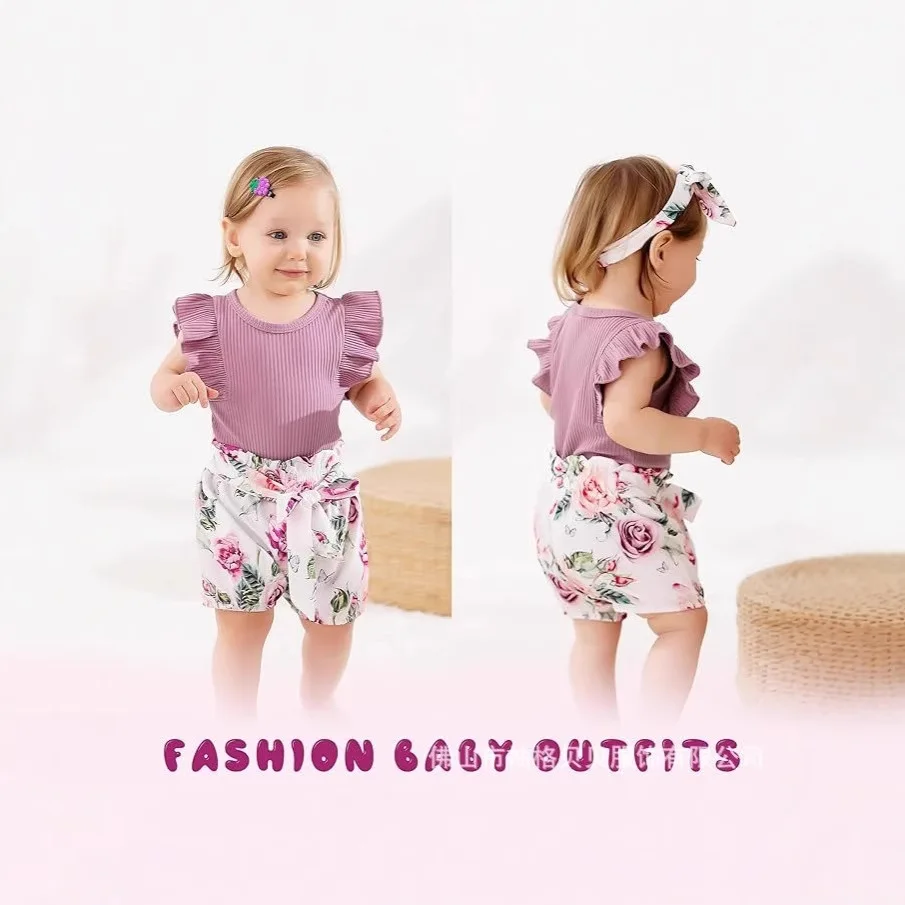 Ropa de verano para bebé: mono sin mangas y pantalón corto lazo - imagen 2