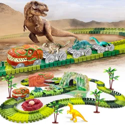 Juguete tren dinosaurio con pista flexible coche y carreras