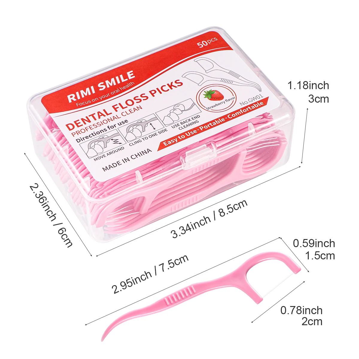 Hilo dental infantil sabor fresa para cuidado bucal estético diario - imagen 3