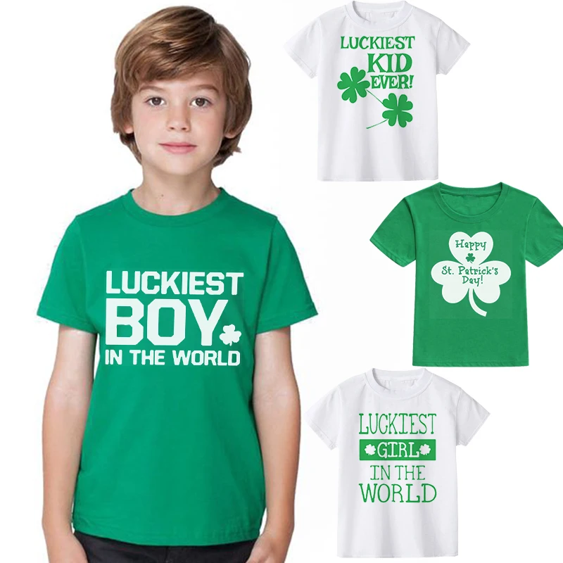 Camiseta Día de San Patricio para niños - Blanca con trébol - imagen 3