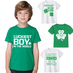 Camiseta Día de San Patricio para niños - Blanca con trébol