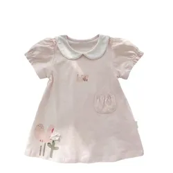 Vestido verano bebé algodón suave manga corta para niña – Falda A