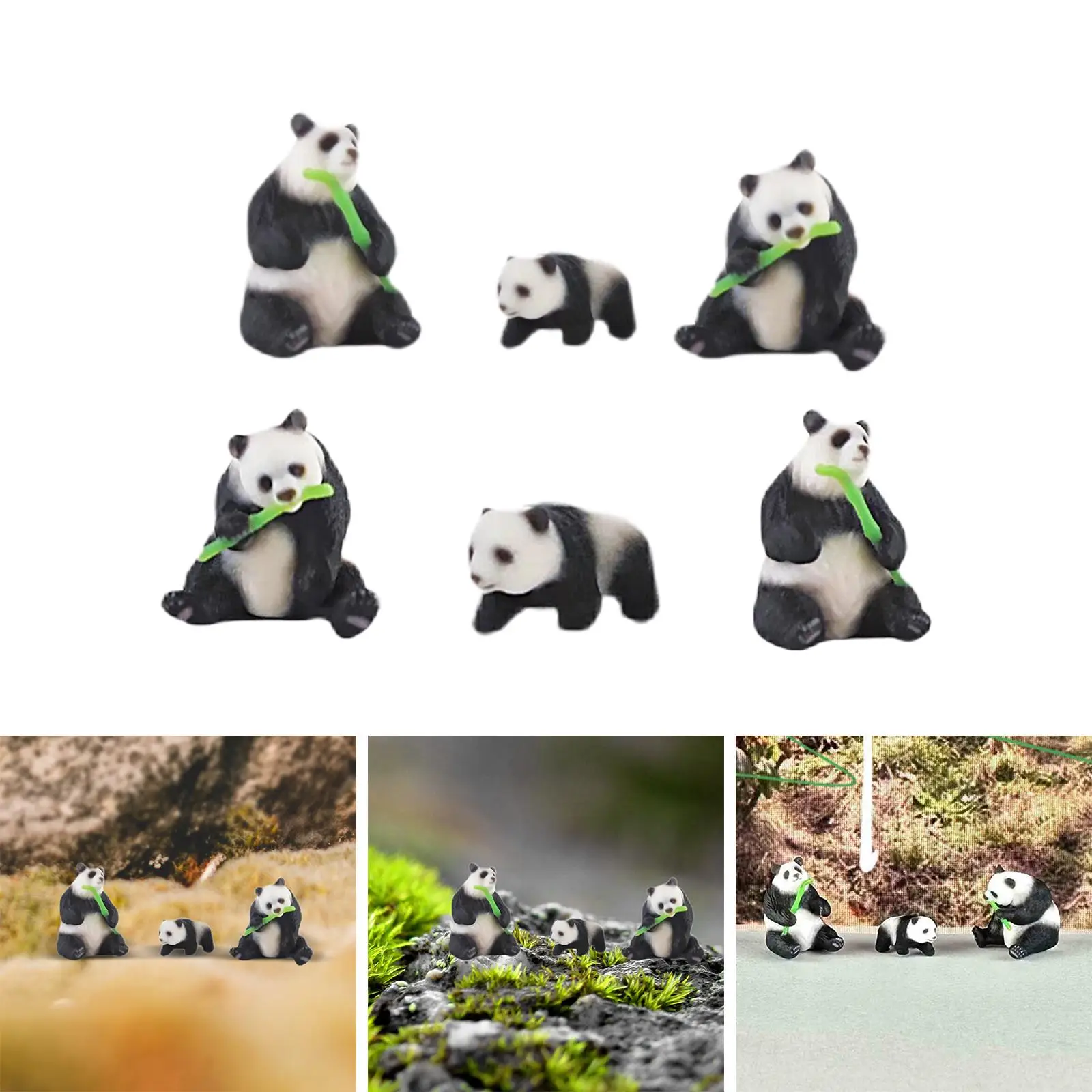 Miniature Resin Pandas Mini Animal Ornament 1/87 Scale Home Decoration Miniature Resin Pandas Mini Animal Ornament 1/87 Scale Home Decoration