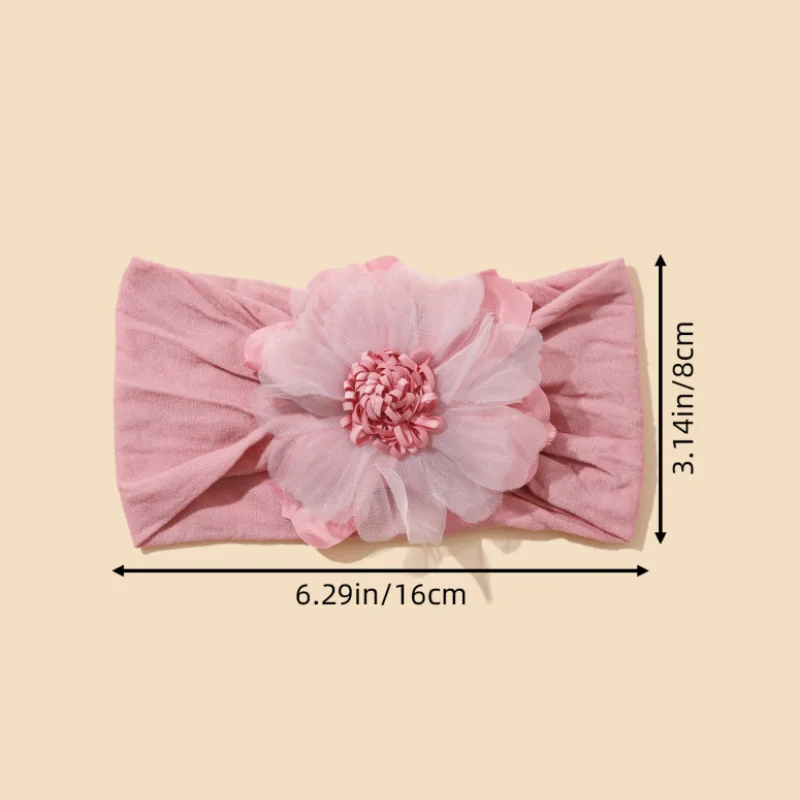 Diadema de gasa floral con elástico princesa para recién nacidos - imagen 2