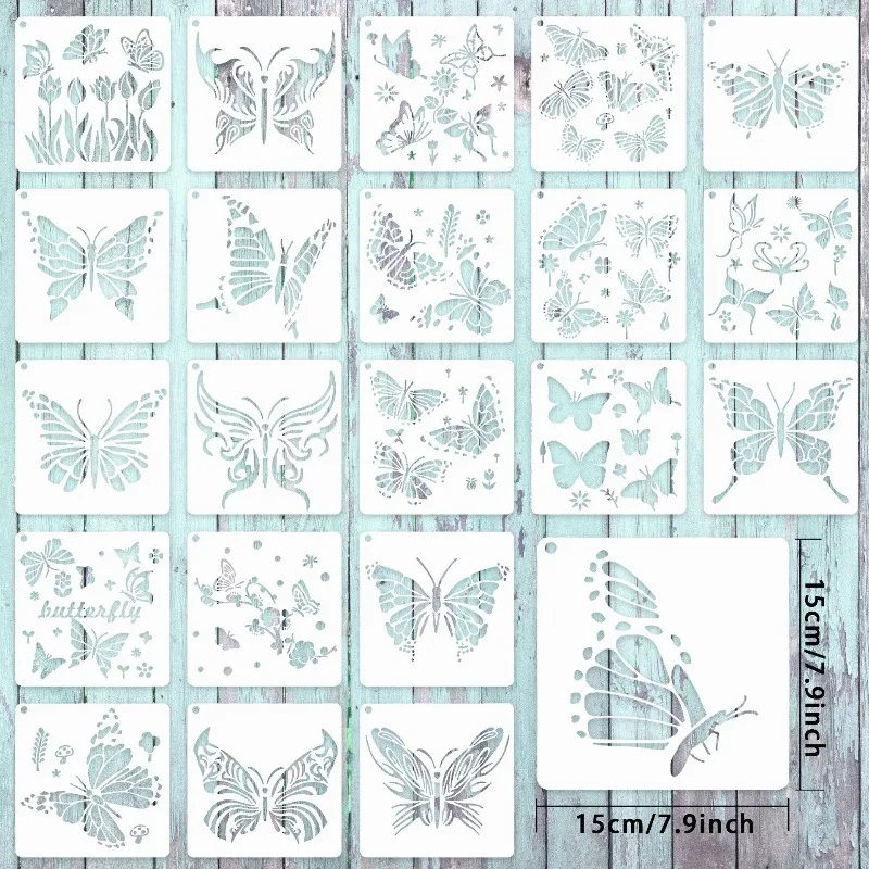 Set de 25 plantillas de mariposa para manualidades y pintura