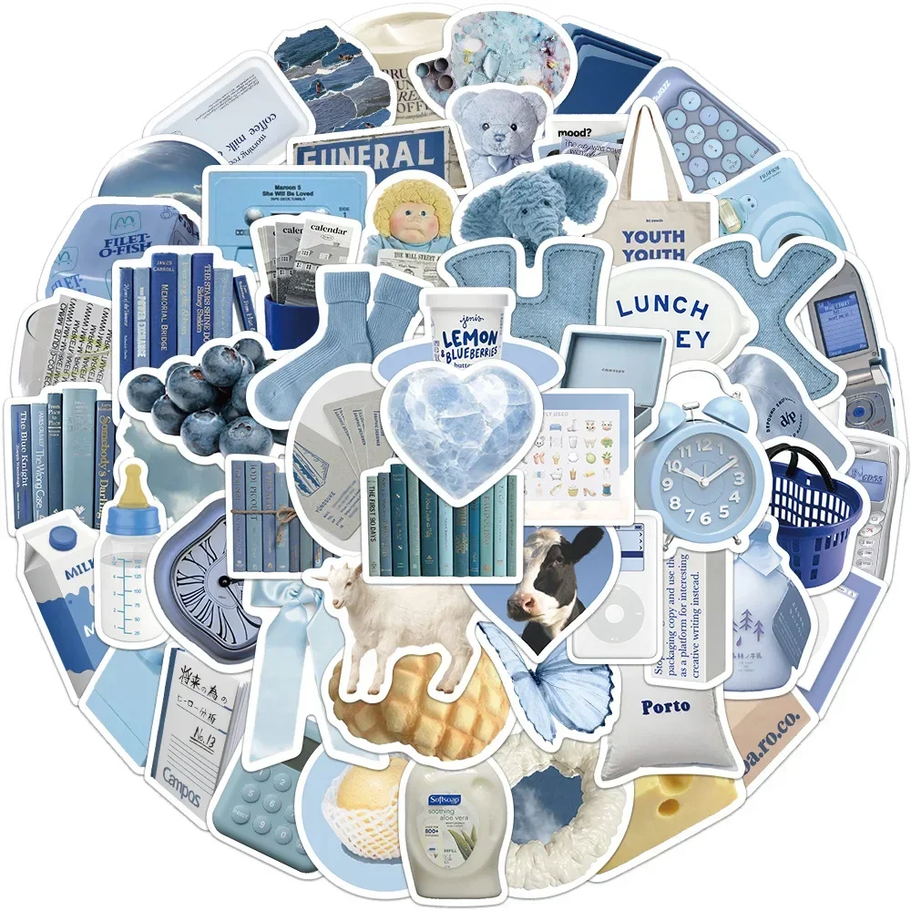 Pegatinas infantiles azules estilo vintage - pack 60 uds decorativas - imagen 3