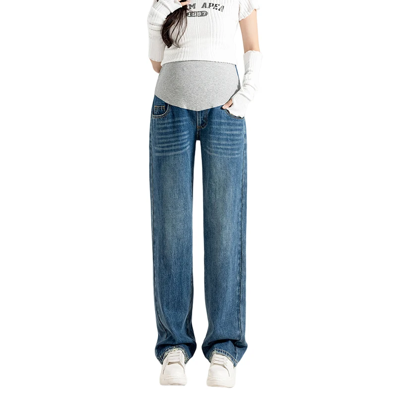 Vaqueros de premamá denim rectos, pierna ancha, otoño y primavera - imagen 3