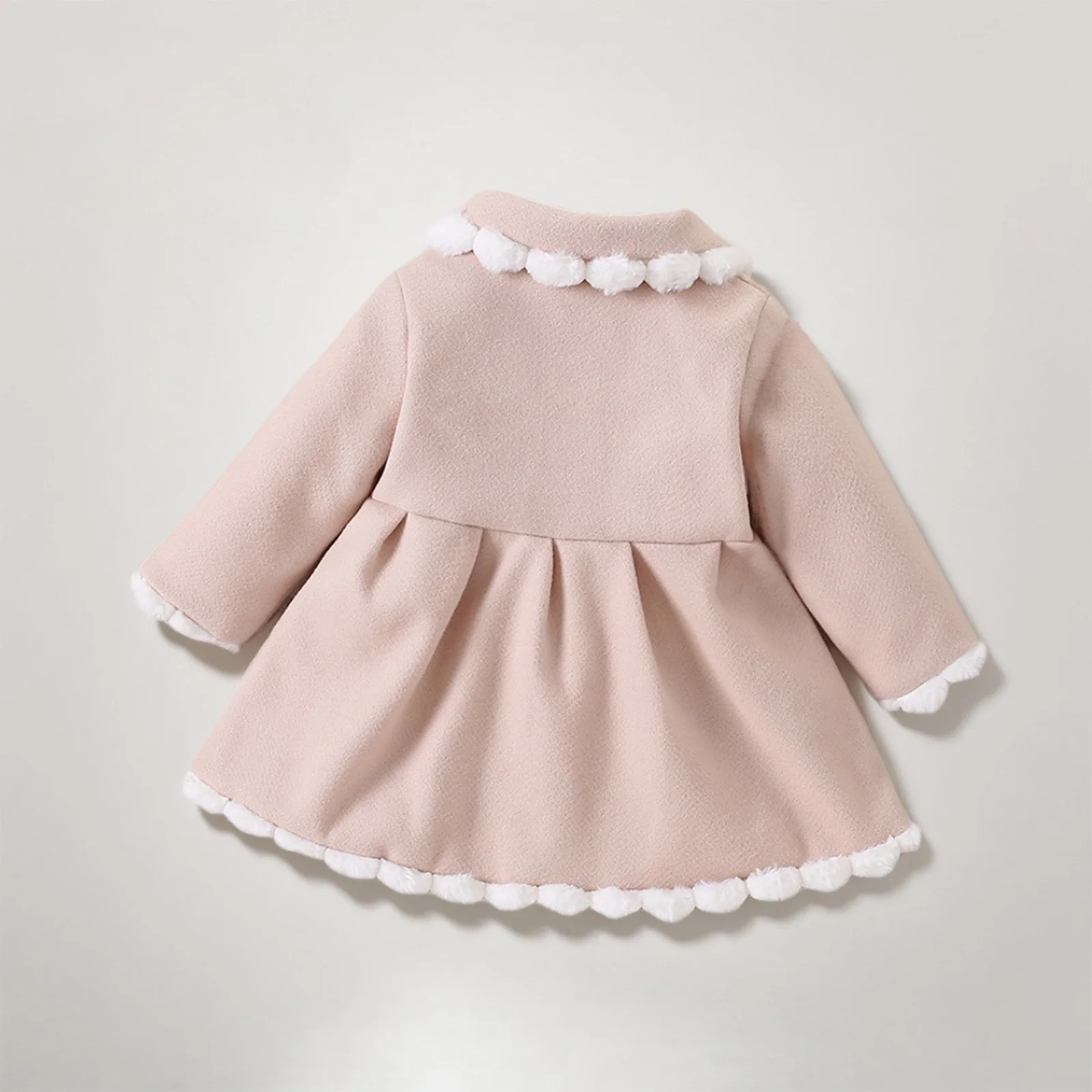 Abrigo de invierno para niñas con piel sintética y botones - imagen 2