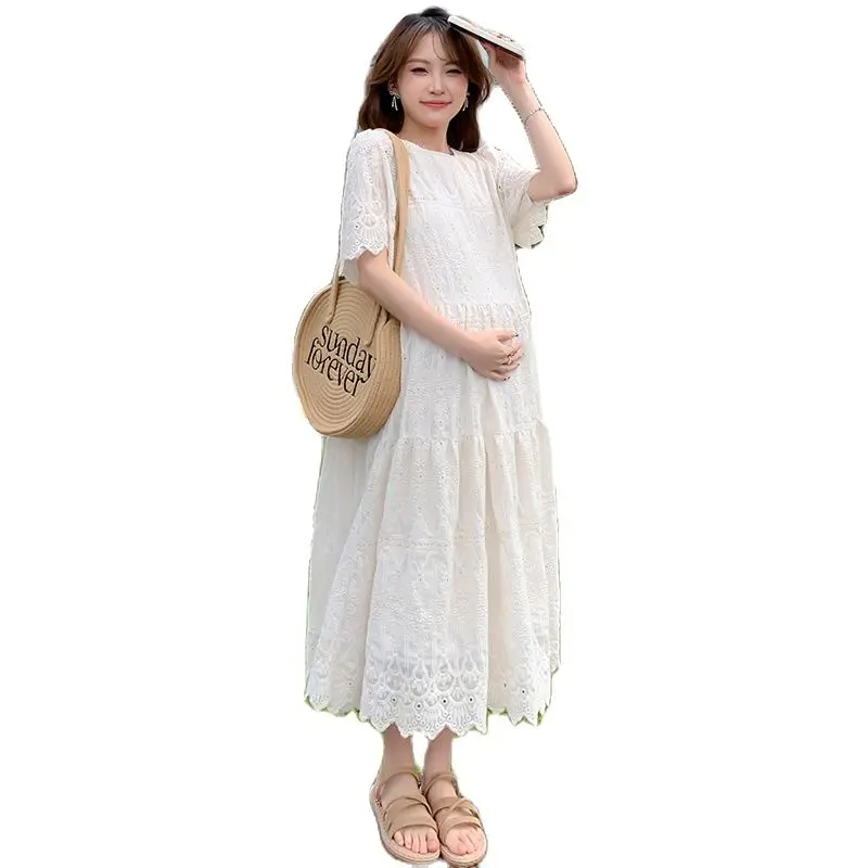 Zwangere Vrouw vestido de encaje verano manga corta