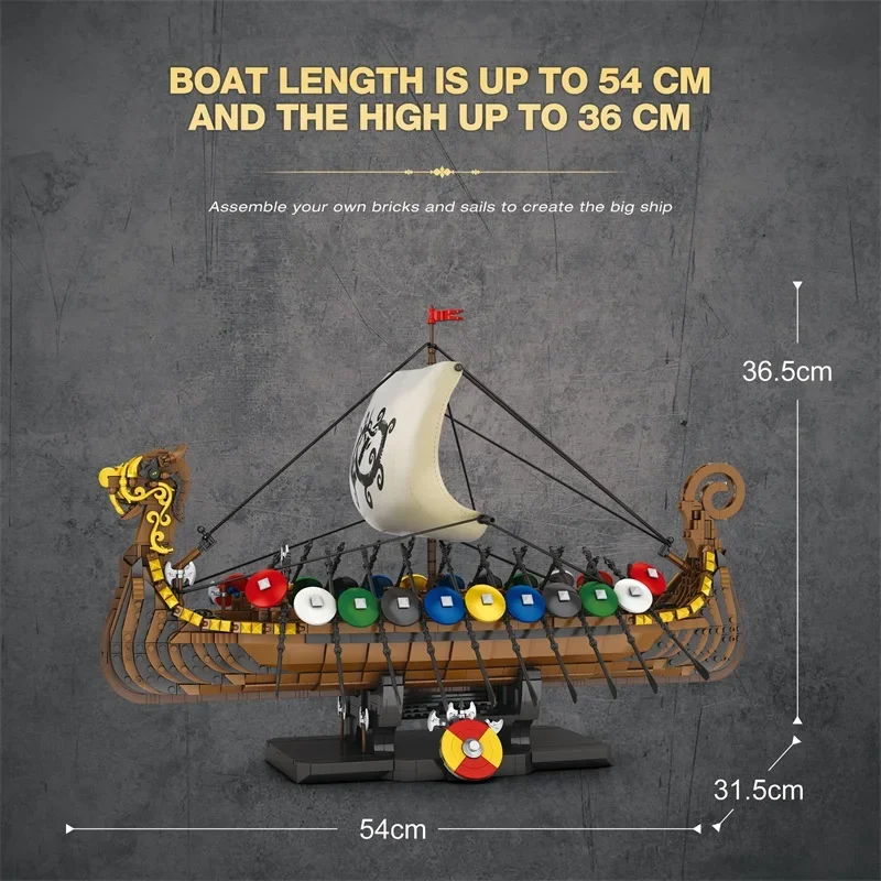 Barco vikingo de construcción – Bloques para niños - imagen 3