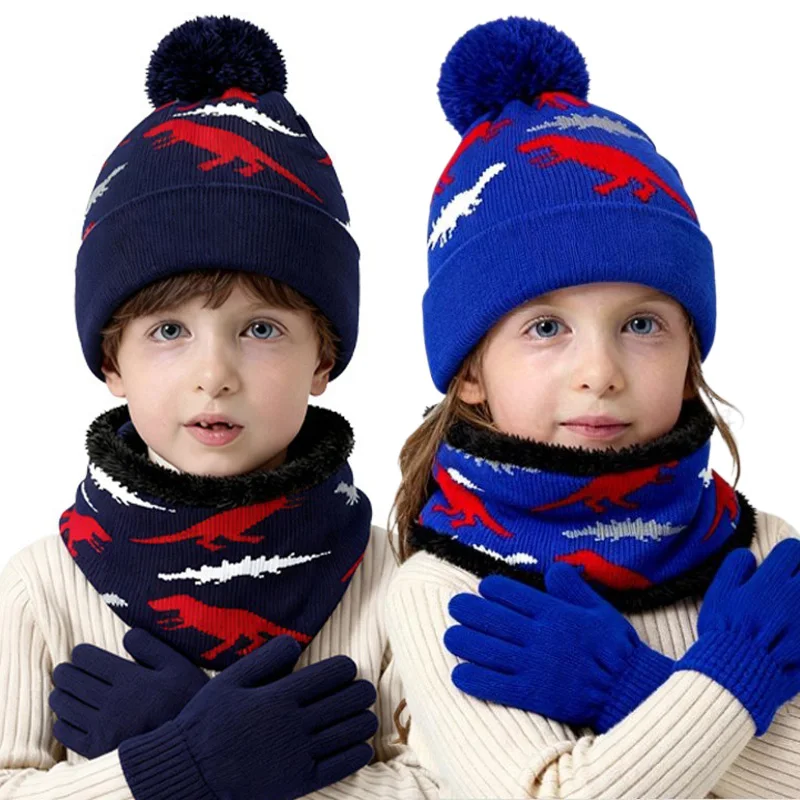 Gorro de invierno dinosaurio para niños con orejeras - imagen 4