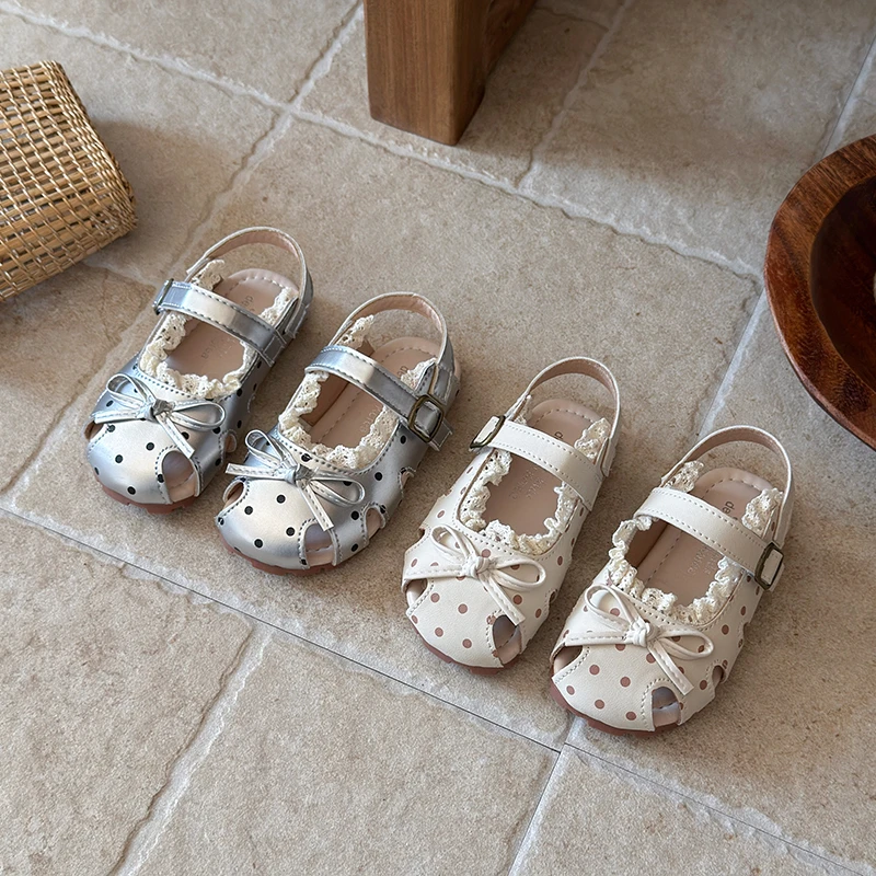 Sandalias de verano con encaje antideslizantes de suela suave para niñas - imagen 4