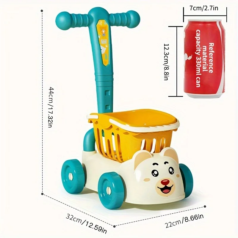 Carrito de compras para niños con comida de juguete y frutas frescas - imagen 5
