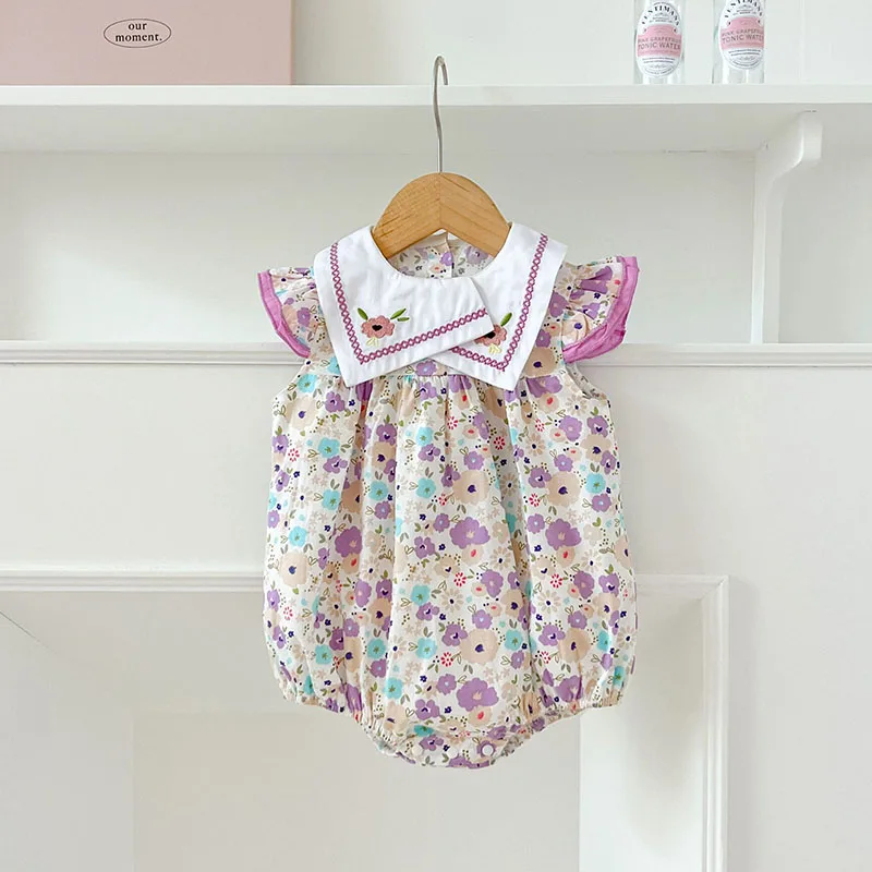 Body MILANCEL floral morado bordado para bebé - imagen 3
