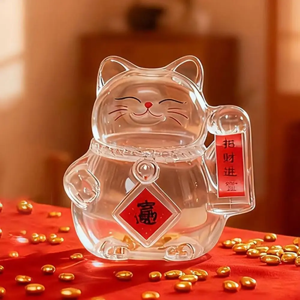 Hucha de cristal con gato de la suerte decorativa para regalo - imagen 4
