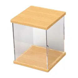 Vitrina de acrílico transparente para muñecas con base de madera