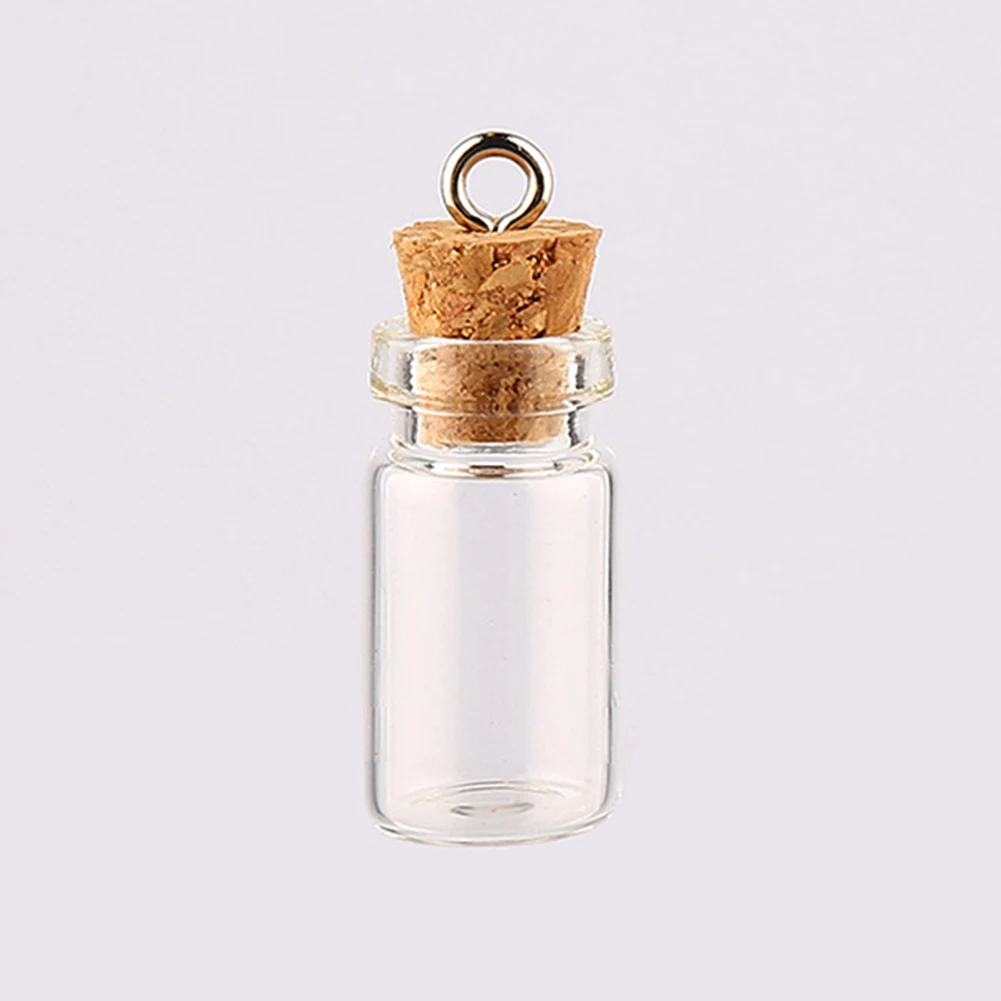 Mini botella de vidrio transparente con corcho