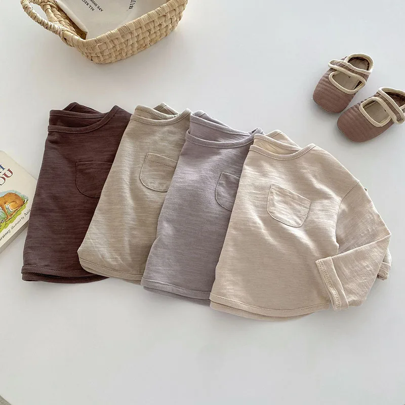 Milangel Blusa lisa de algodón para niño y niña – Otoño - imagen 5