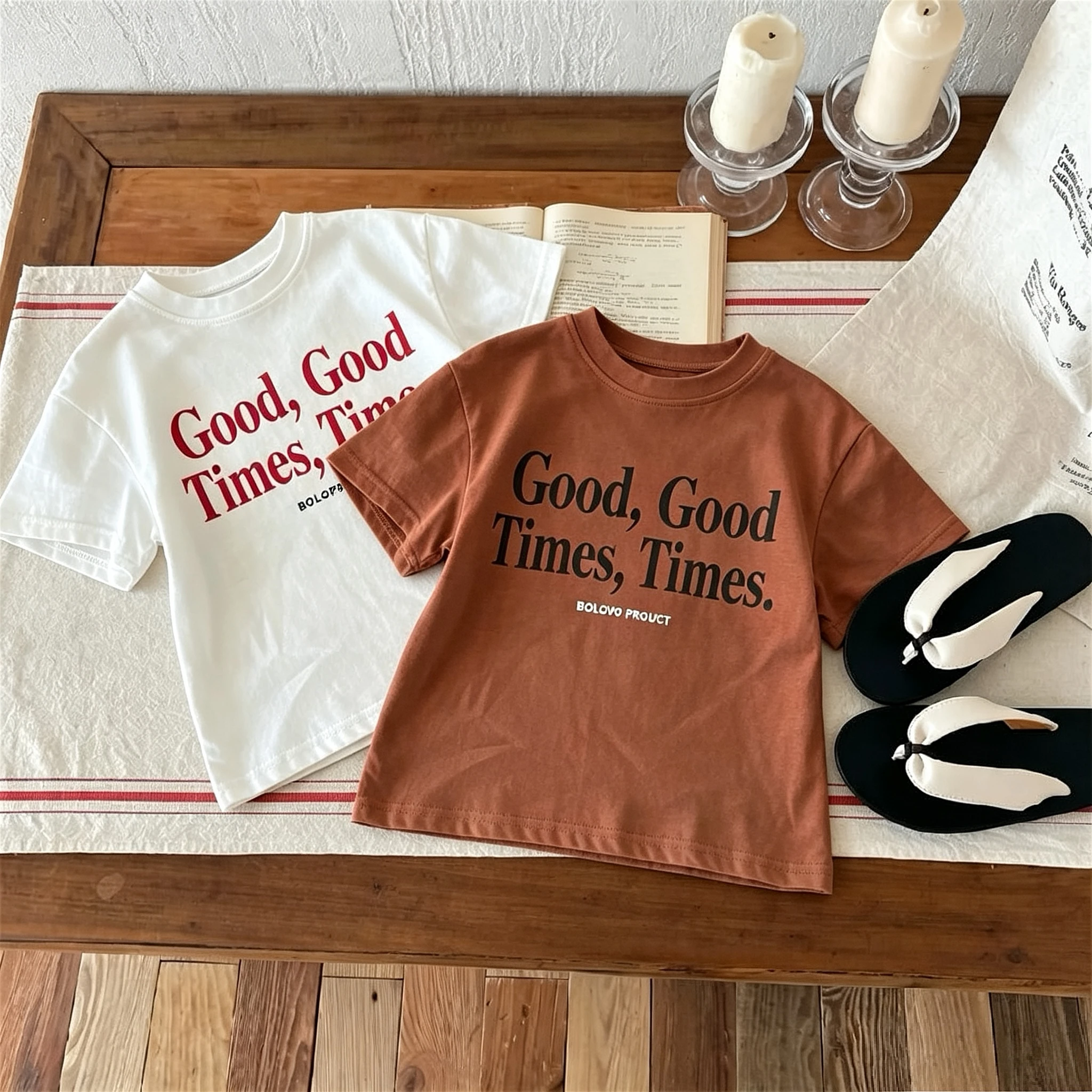 Camiseta niño con estampado de letras y cuello redondo - imagen 3