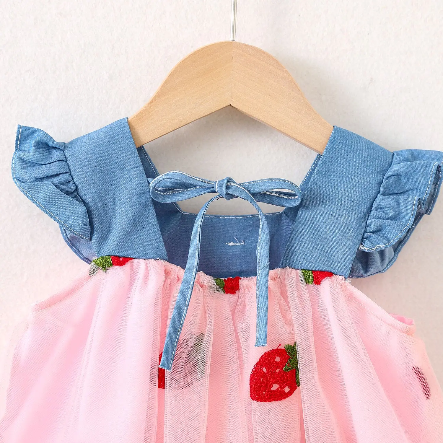 Vestido de niña tipo princesa denim con malla para verano - imagen 5