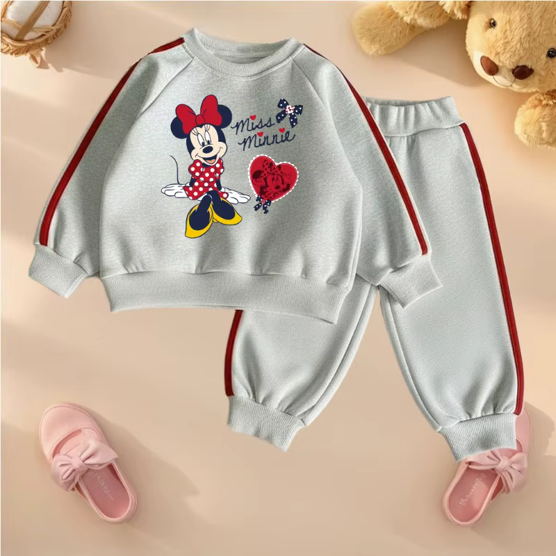 Conjunto de chándal para niña de sudadera con cuello redondo – A rayas laterales - imagen 5