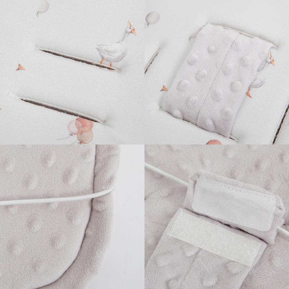 Cojín universal para cochecito de terciopelo gris claro patchwork - imagen 2