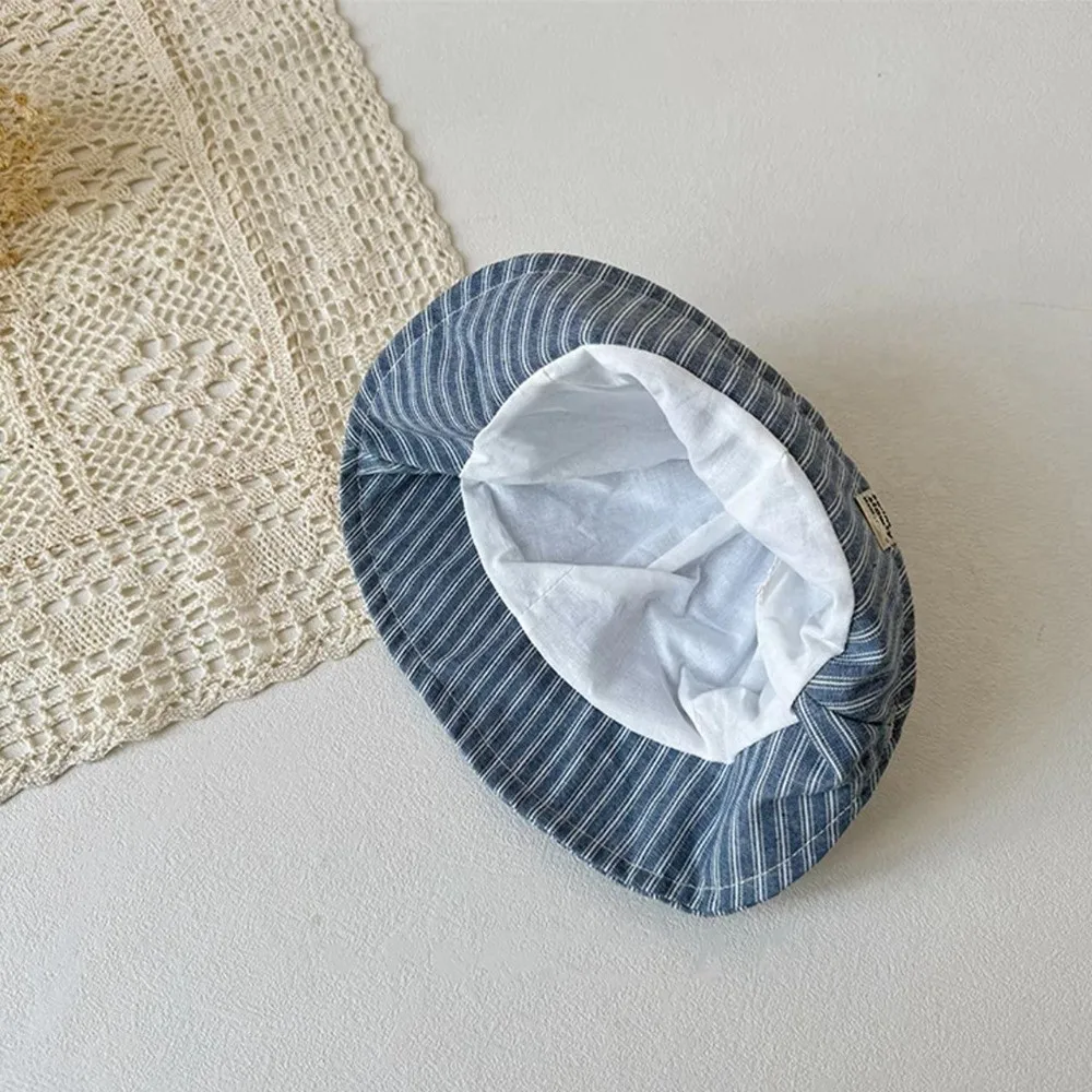 Gorro panamá de algodón para bebé con rayas suaves y visera - imagen 2