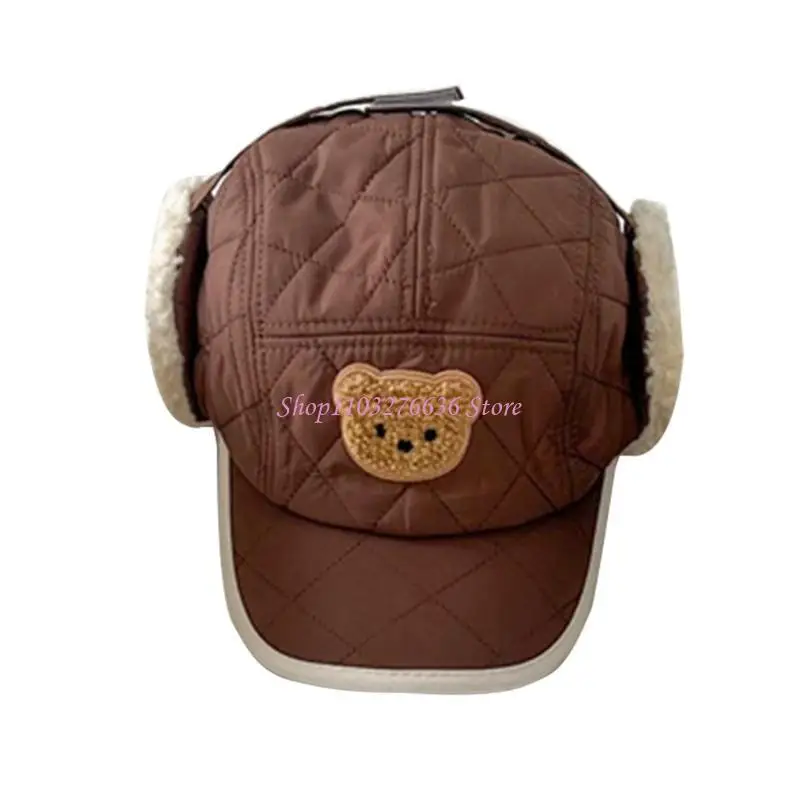 R6FD Gorro con orejeras de invierno para bebé – patrón oso - imagen 2