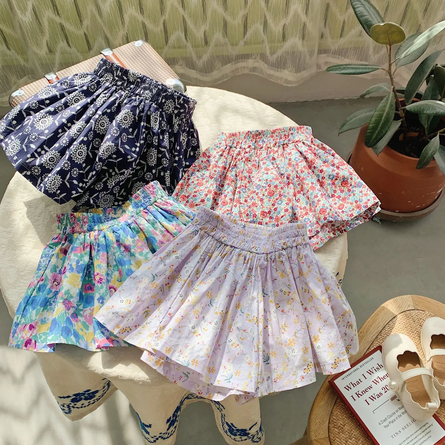 Shorts de verano para niña con volantes - Estampado floral - imagen 3