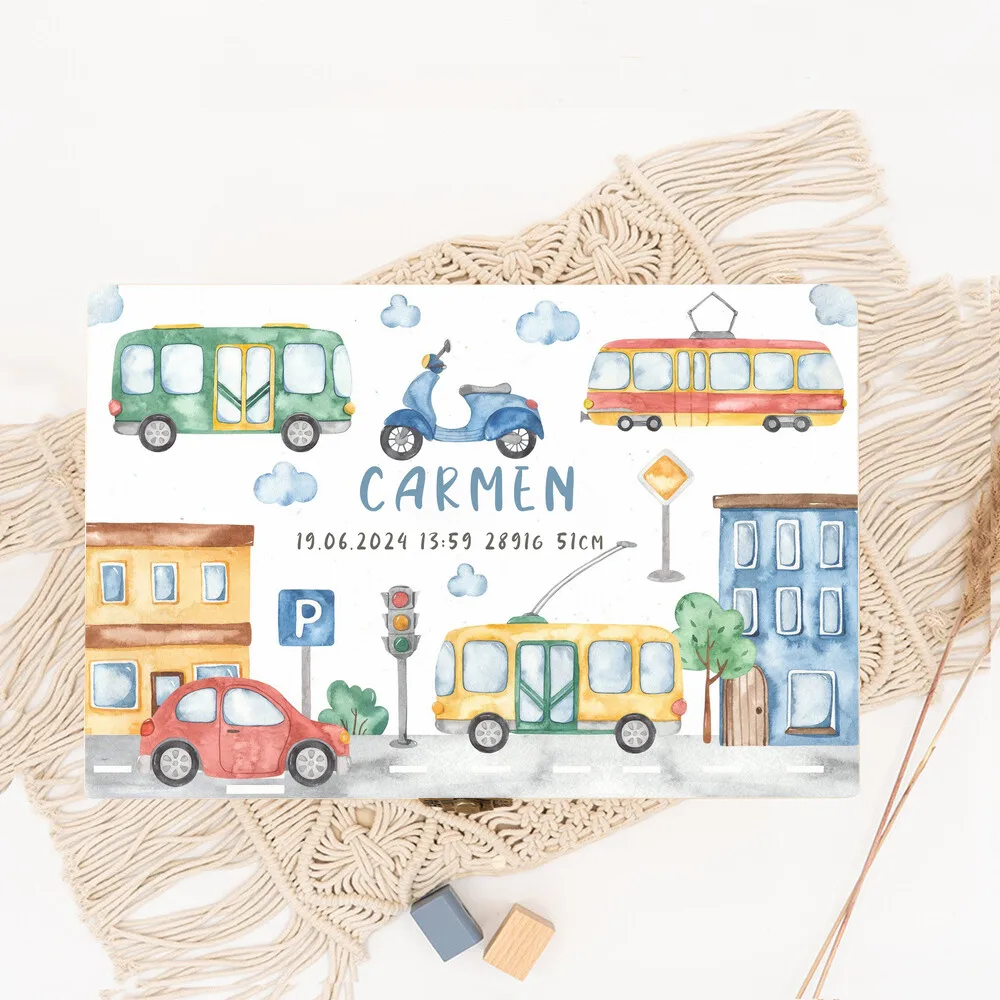 Caja de recuerdos para bebé madera personalizada con datos nacimiento - imagen 3