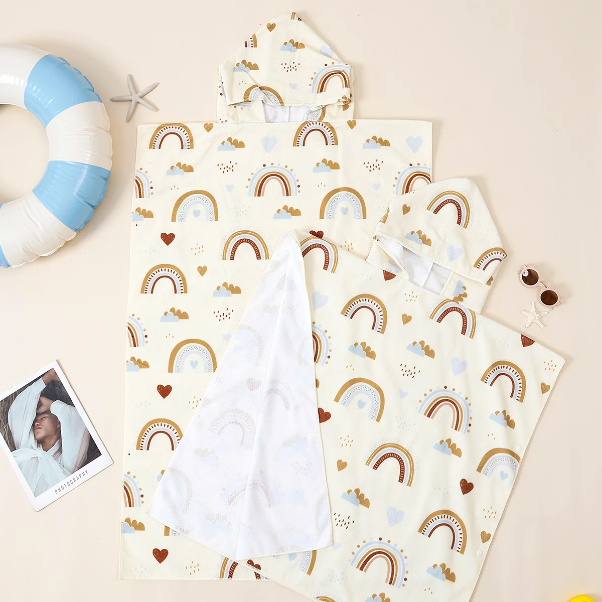 Elinfant Toalla con capucha microfibra secado rápido niños adultos - imagen 2