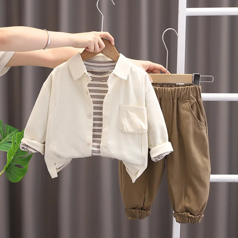 Conjunto de otoño para bebé de 3 piezas: camisa, camiseta y pantalón - imagen 2