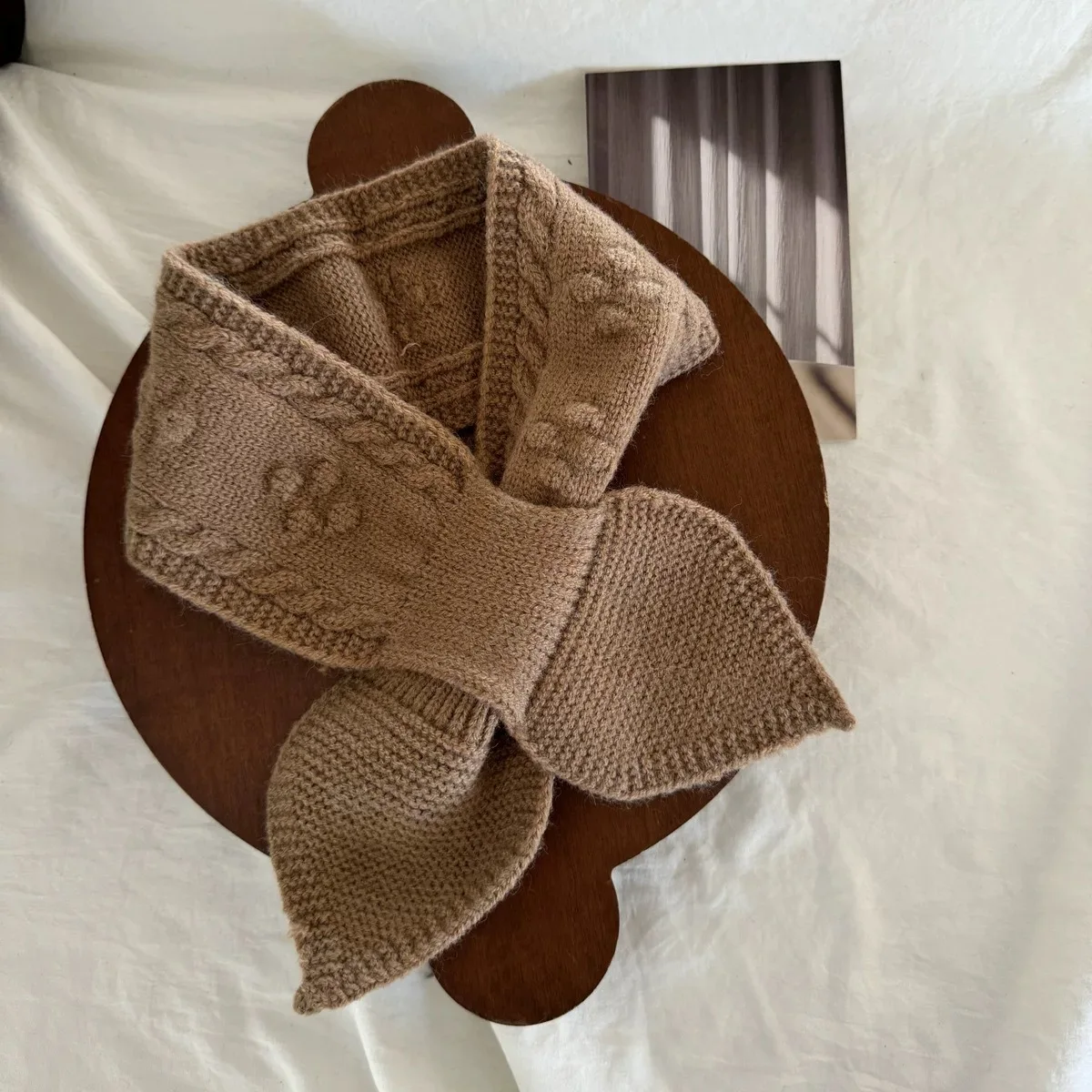 Bufanda infantil cruzada para bebé estilo coreano, color sólido